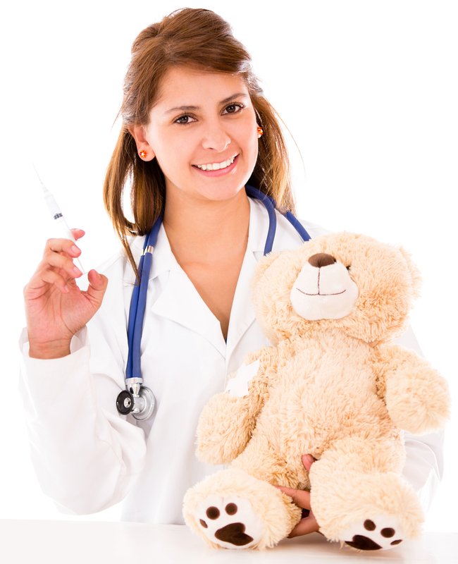 Pediatrician with a vaccine